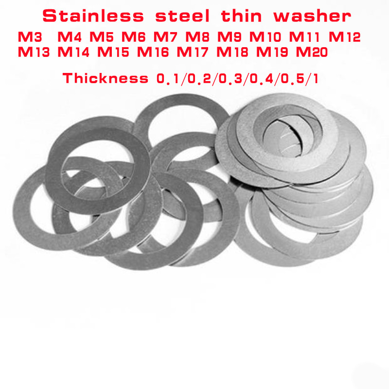 10/100 Viên M3 Để M20 0.1Mm 0.2Mm 0.3Mm 0.5Mm 1Mm Phẳng Bằng Thép Không Gỉ máy Giặt Siêu Mỏng Miếng Đệm Cao Cấp Điều Chỉnh Miếng Đệm