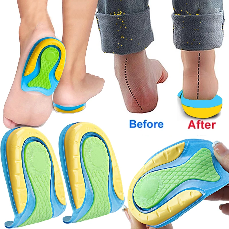 Plantilla de medio talón en forma de U para espolones de talón, cojín para el dolor, masajeador de pies, plantillas de Gel de silicona suave, almohadillas para zapatos para aumentar la altura, 1 par