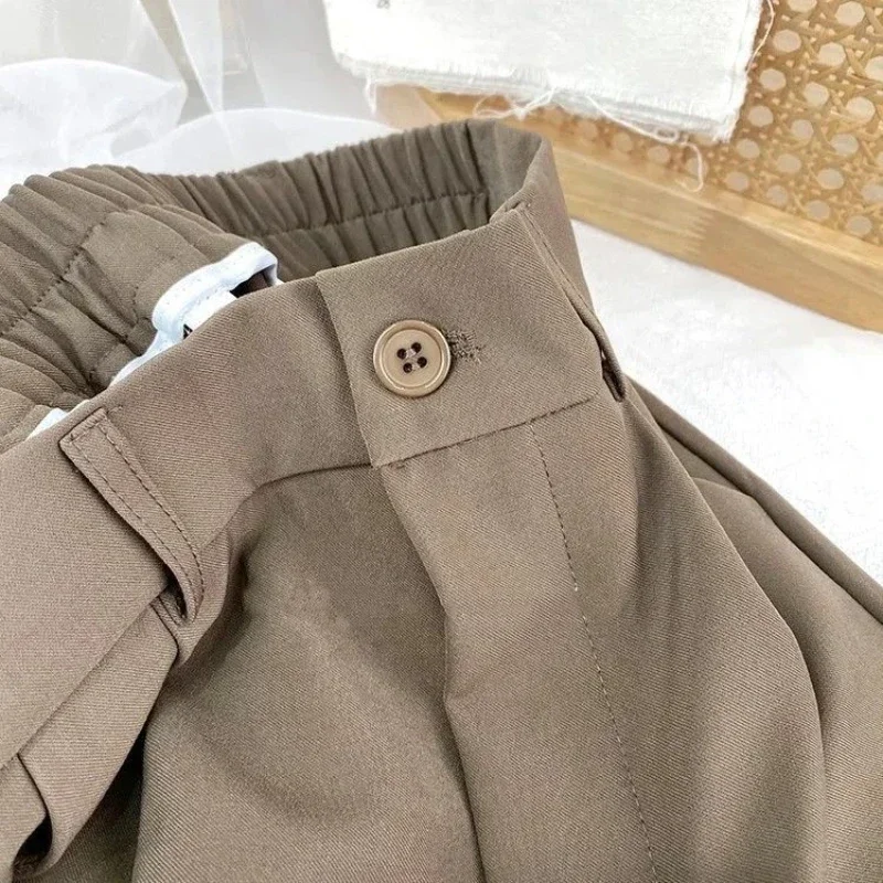 Outono primavera preto terno haren calças femininas moda elástica cintura alta calças casuais mulher estilo coreano sólido escritório pant 2023