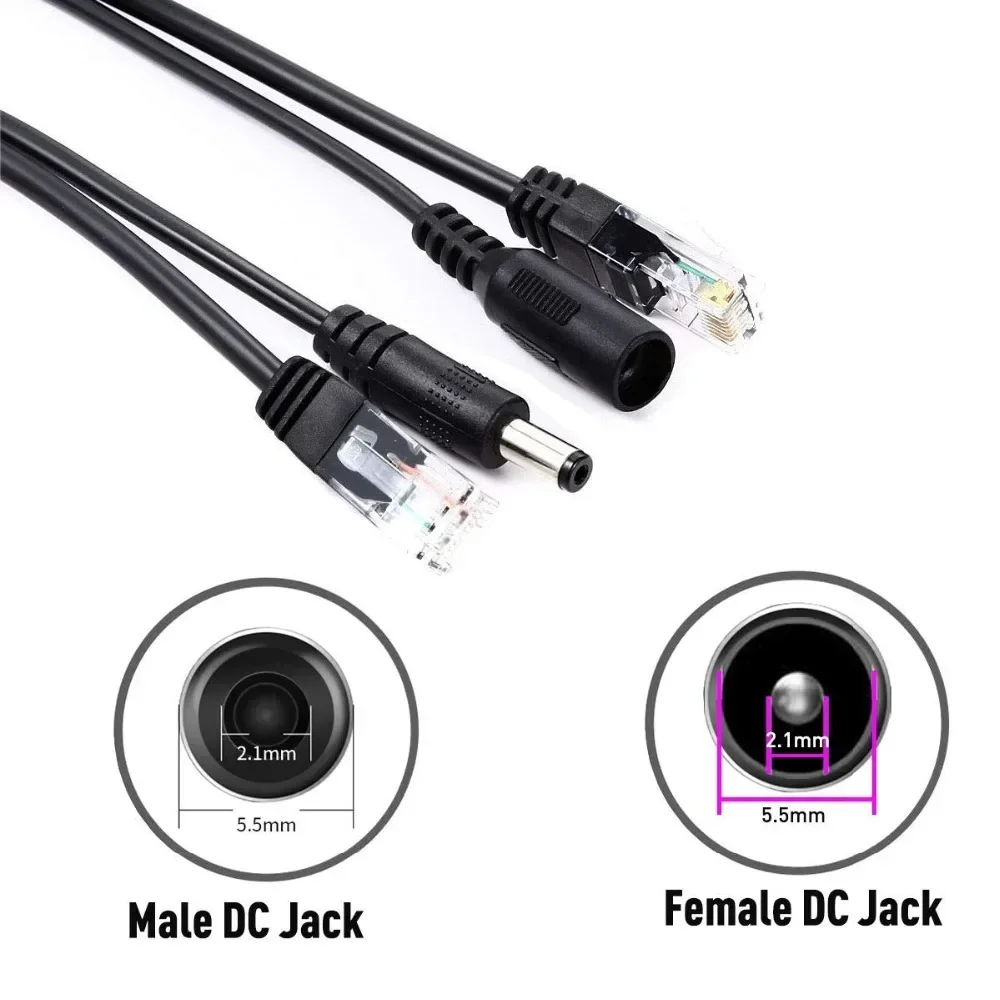 1/5/10 par cabo poe passivo power over ethernet adaptador cabo poe divisor injetor módulo de fonte de alimentação 12v para câmera ip