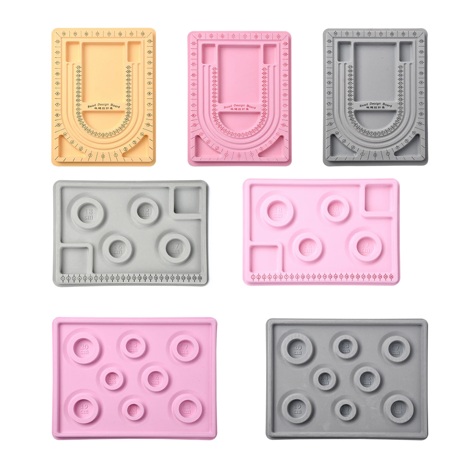 1 PC 8 ขนาดพลาสติกสี่เหลี่ยมผืนผ้าสร้อยข้อมือออกแบบบอร์ด, การออกแบบลูกปัดพลาสติกบอร์ดสําหรับ DIY ประดับด้วยลูกปัดเครื่องมือ
