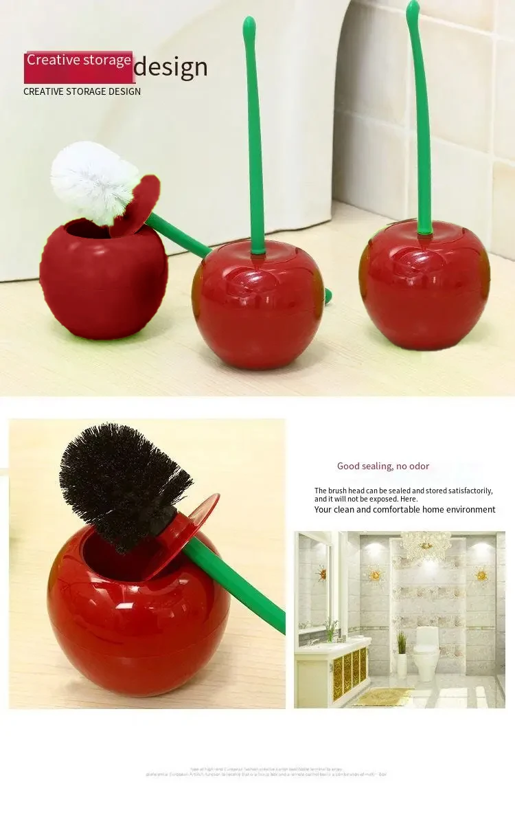 1pc Rot Wc Pinsel Kreative Schöne Kirsche Form Toilette Wc Pinsel Halter Set Wc Halter Bad Zubehör