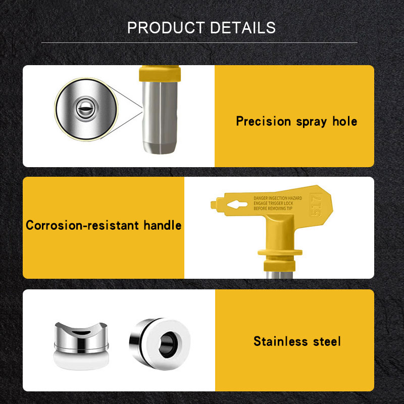 1 Stuk 213 2/3/4/5/6 Serie Airless Spuitpistool Tip Mondstuk Geel Voor Wagner Verfspuit Poedercoating Airbrush Nozzle Reparatie Tool