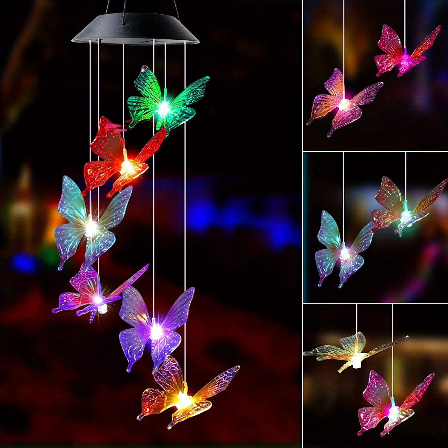 Solar licht Schmetterling Windchime Licht wiederauf ladbare Weihnachten alle Halloween Party Atmosphäre Landschaft Balkon Dekoration Lampe