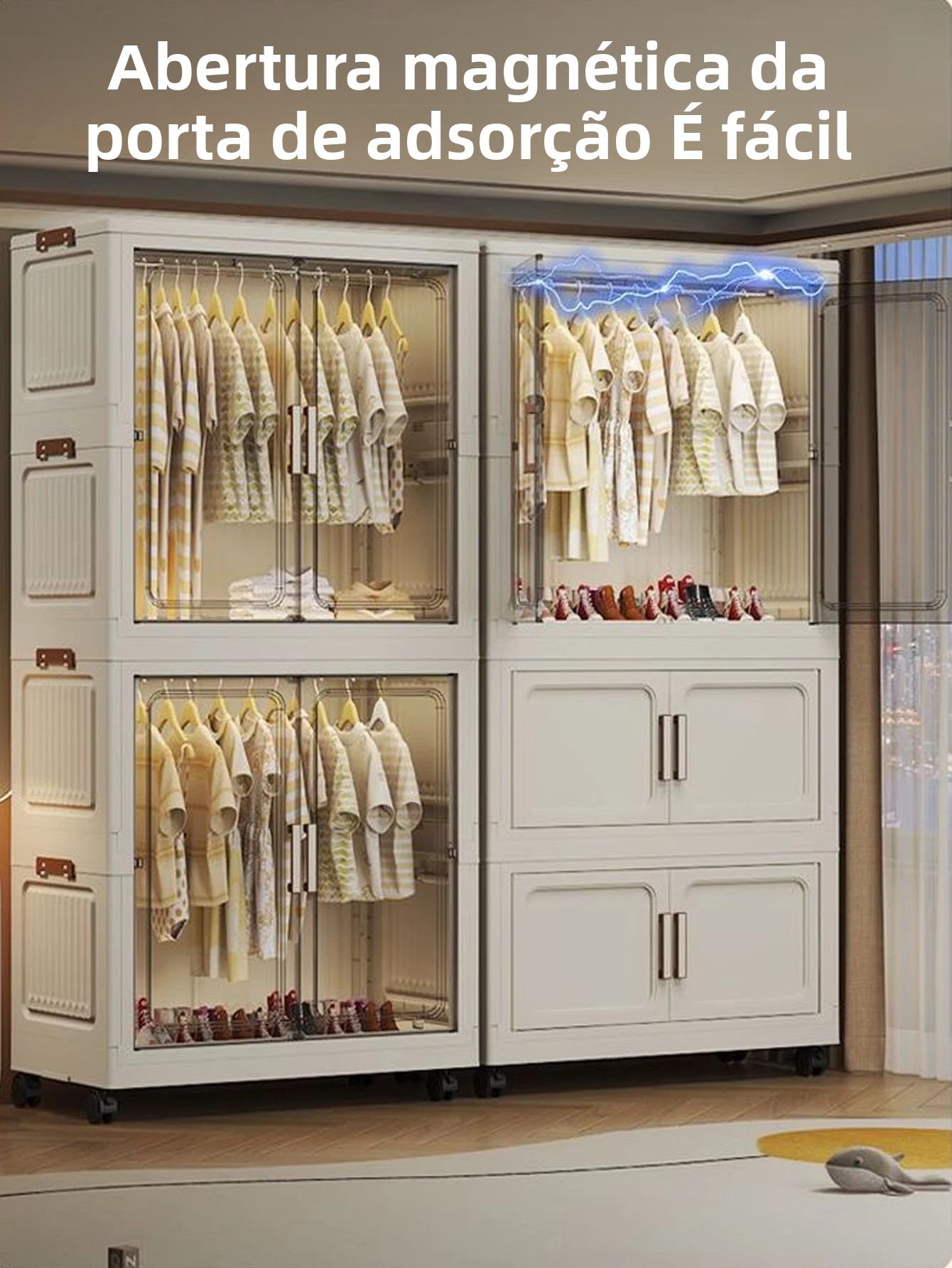 Armário de armazenamento dobrável multi-cena branco/preto/cinza casa escritório cozinha banheiro organizador multifuncional com portas