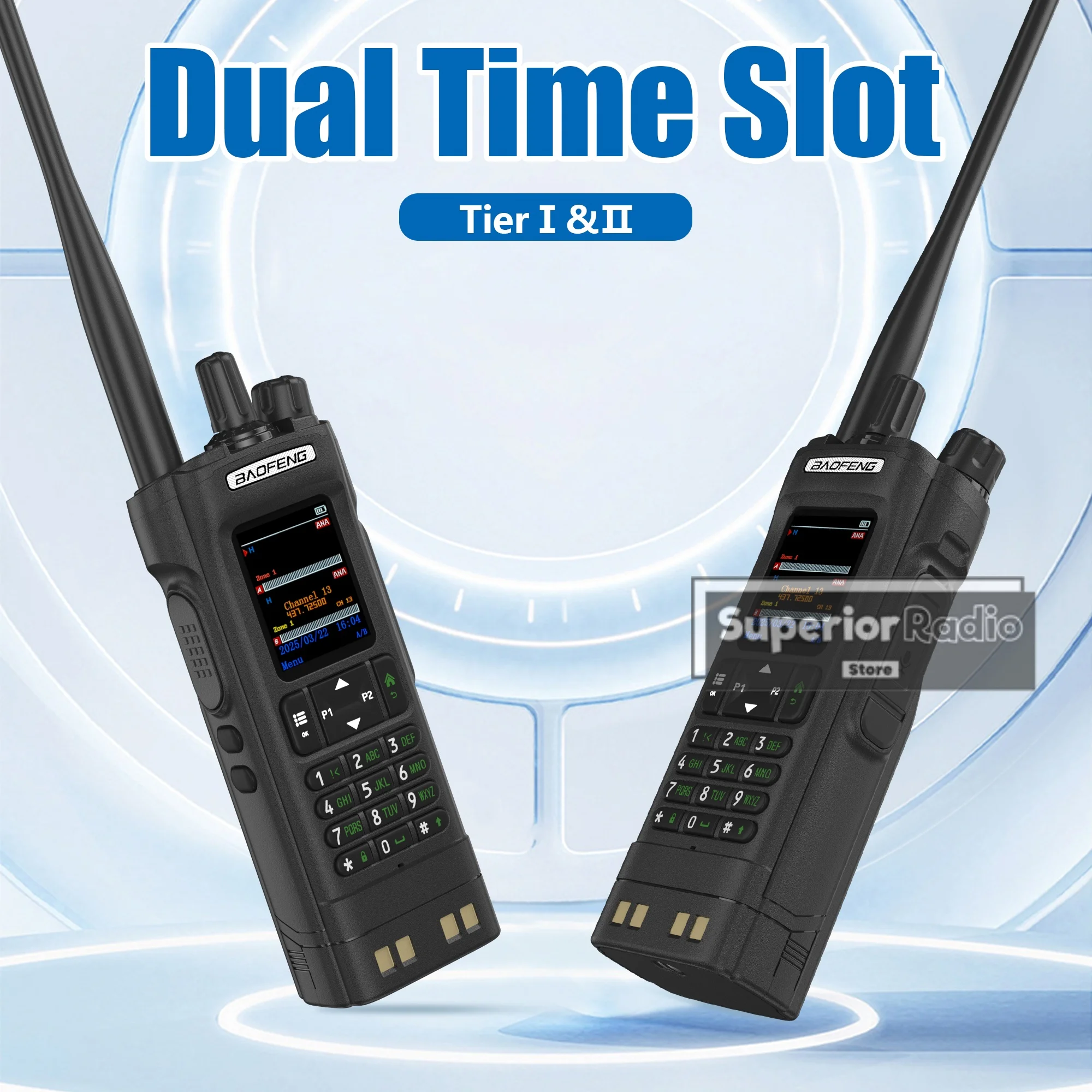 Baofeng DM-32 DMR Walkie Talkie Digital con Clip para cinturón Hoster GPS APRS copia de frecuencia ranura de tiempo Dual AES256 tipo C carga FM