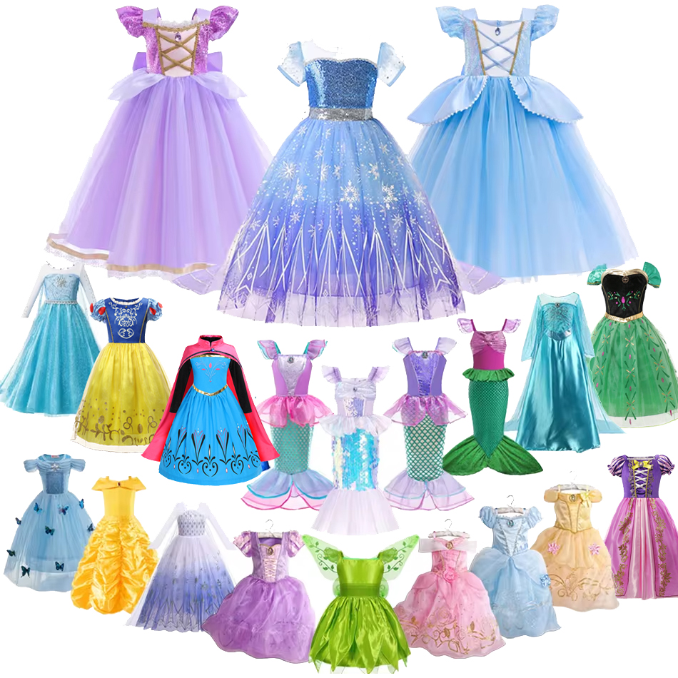 Vestido de princesa Elsa Anna para niñas, Rapunzal, Cosplay para niños, Vestidos de Halloween, disfraz para niños, vestido de fiesta de cumpleaños