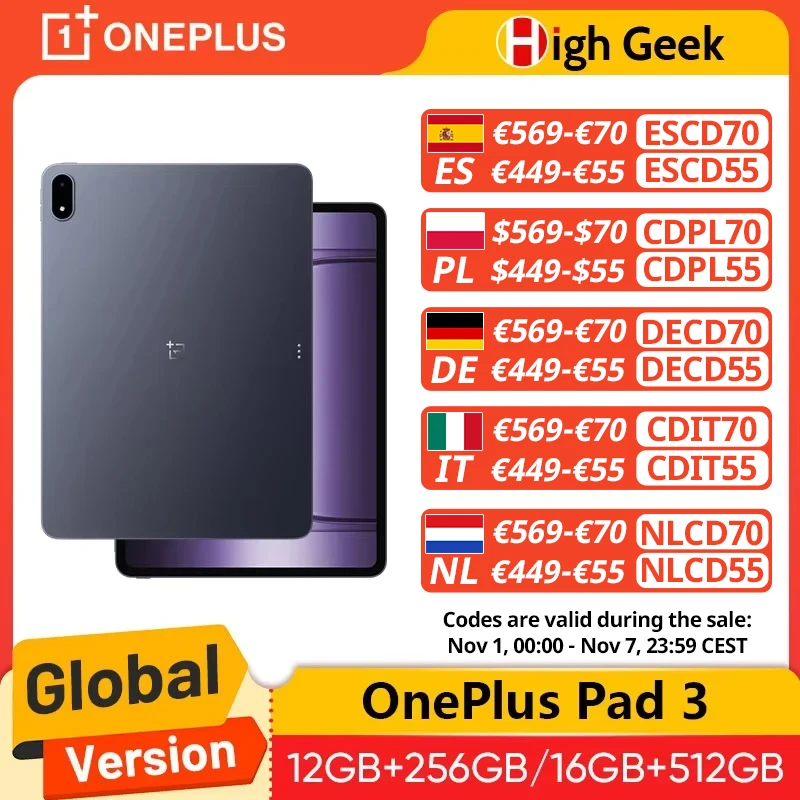 Todo nuevo OnePlus Pad 3 versión Global tableta Snapdragon 8 Elite pantalla de 13,2 "144Hz resolución de 3,4 K 8 altavoces Wi-Fi 7 Android 15
