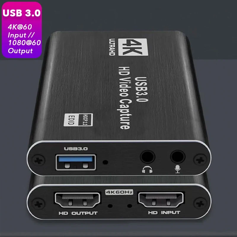 4K USB 3.0 Video Capture Card HDMI-compatible 1080P 60Hz HD Video Recorder Grabber For PS4 OBS Game Recording Live Streaming