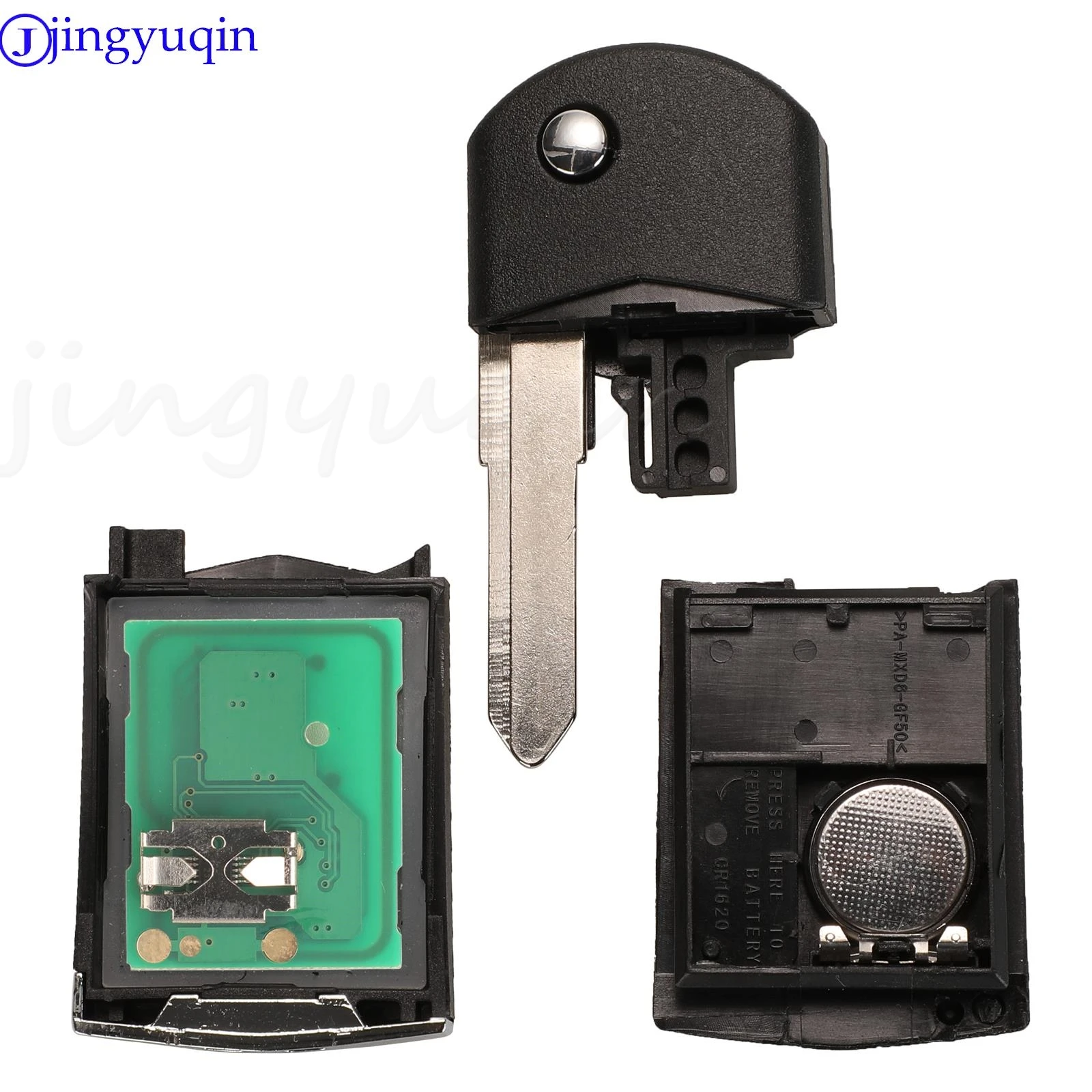 Jingyuqin Gấp Chìa Khóa Điều Khiển Từ Xa Máy Khởi Động Ô Tô 3 Nút 433 Mhz 4D63 Chip Dành Cho Xe Mazda 2 / 3 / 5 / 6 / MX5 / CX7 (SKE126-01)