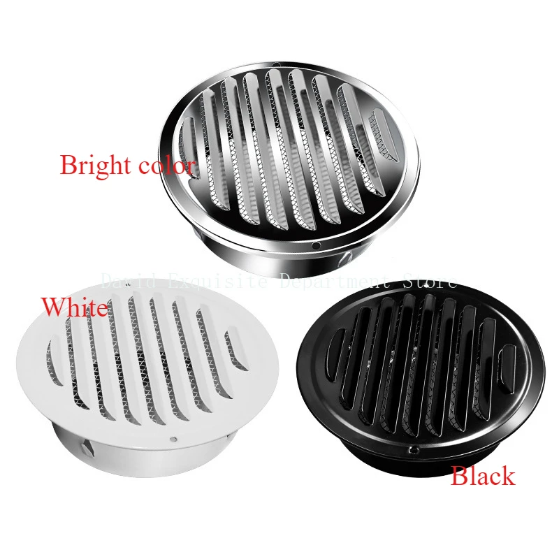 Grade de ventilação de aço inoxidável, 70-200mm, exaustor, tubo de escape, ventilação de parede externa, grelha de ventilação, tampas redondas pretas