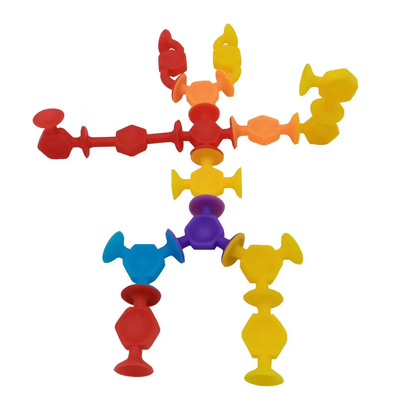 Suction cup soft block suction, suction, adhesive, and children's puzzle DIY versatile building block toys
