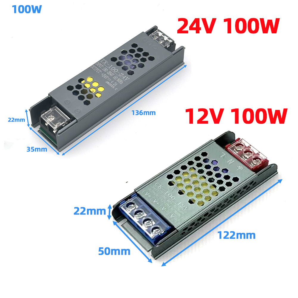 Trasformatori di illuminazione ultra sottili da 220 V a DC12V 24 V 60 W 100 W 150 W per adattatore di alimentazione per strisce LED CCTV