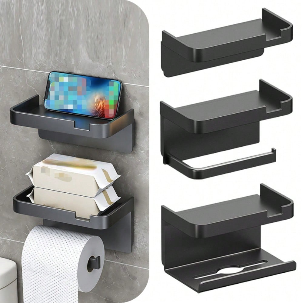 Wc Papier Halter Perforierte Wand-Montiert Papier Rollen Halter Ablage Wc Organizer Telefon Stehen Bad Zubehör
