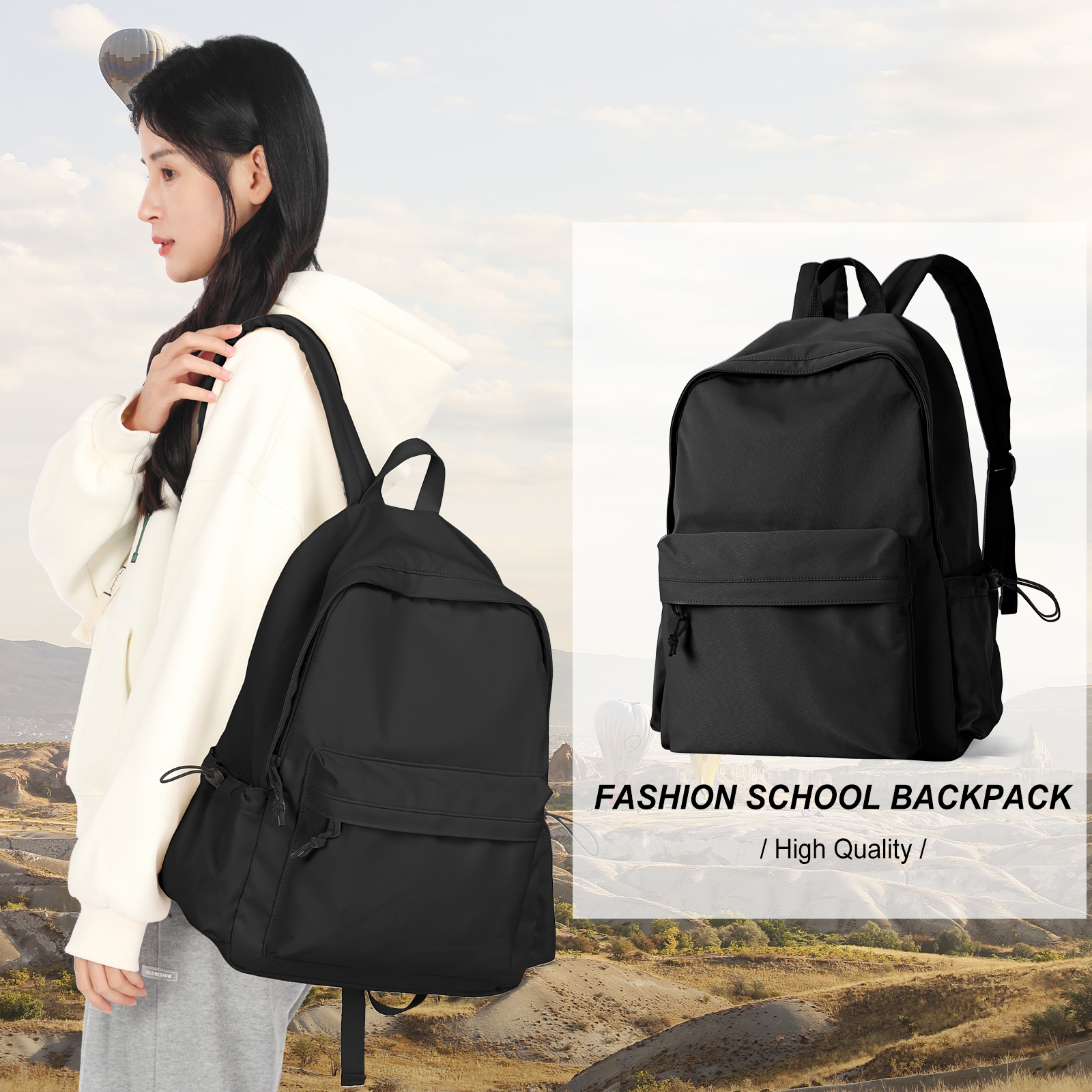 Likros Large Capacity Student School Backpack Lightweight Waterproof Laptop School Bag Travel Casual Japanese Backpack for Girls