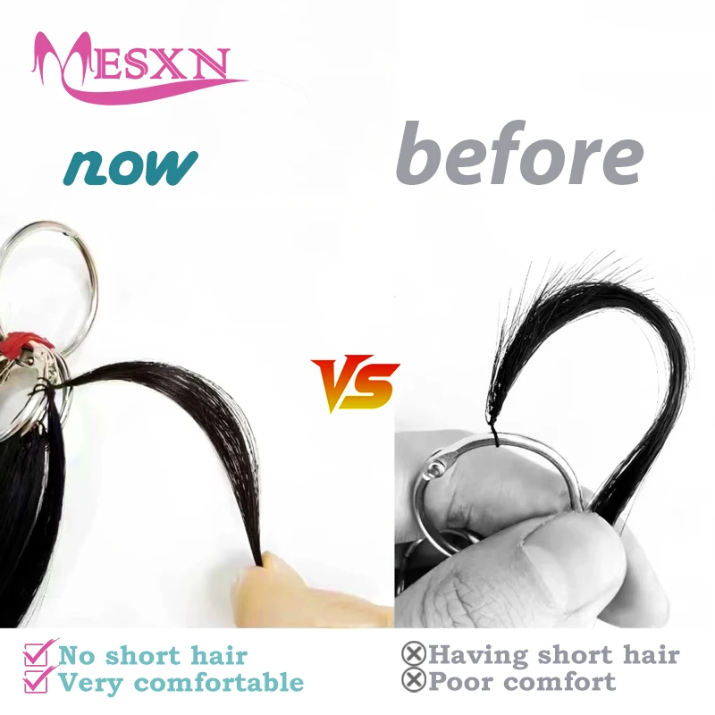 MESXN サードフェザー新しいヘアエクステンションストレートナチュラル本物の人毛マイクロリングヘアエクステンションブラウンブロンドサロン用