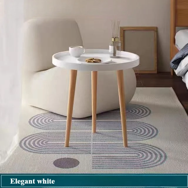Mesa de centro minimalista, mesa redonda estilo nórdico com três pernas de madeira, mesa lateral usada para sala de estar, quarto e varanda