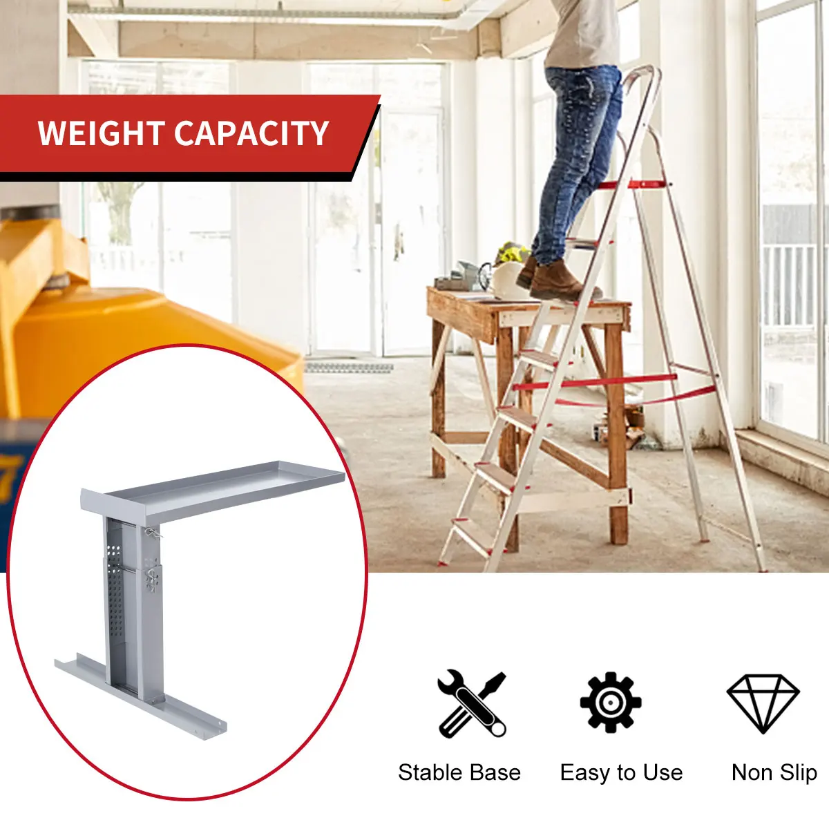 Ladder Support Stand Foldable Design Corrosion Resistance Non Slip Folding Ladder Extender For Indoor Outdoor 2 Foot Ladders