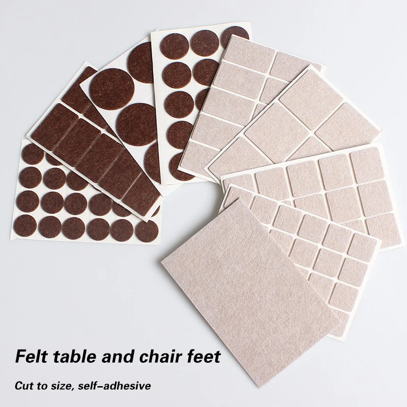 Round Square Felt Chair Leg Pads 2mm Floor Scratch Protector Mat Mute Non-slip Self Adhesive Diy Furniture Accessories