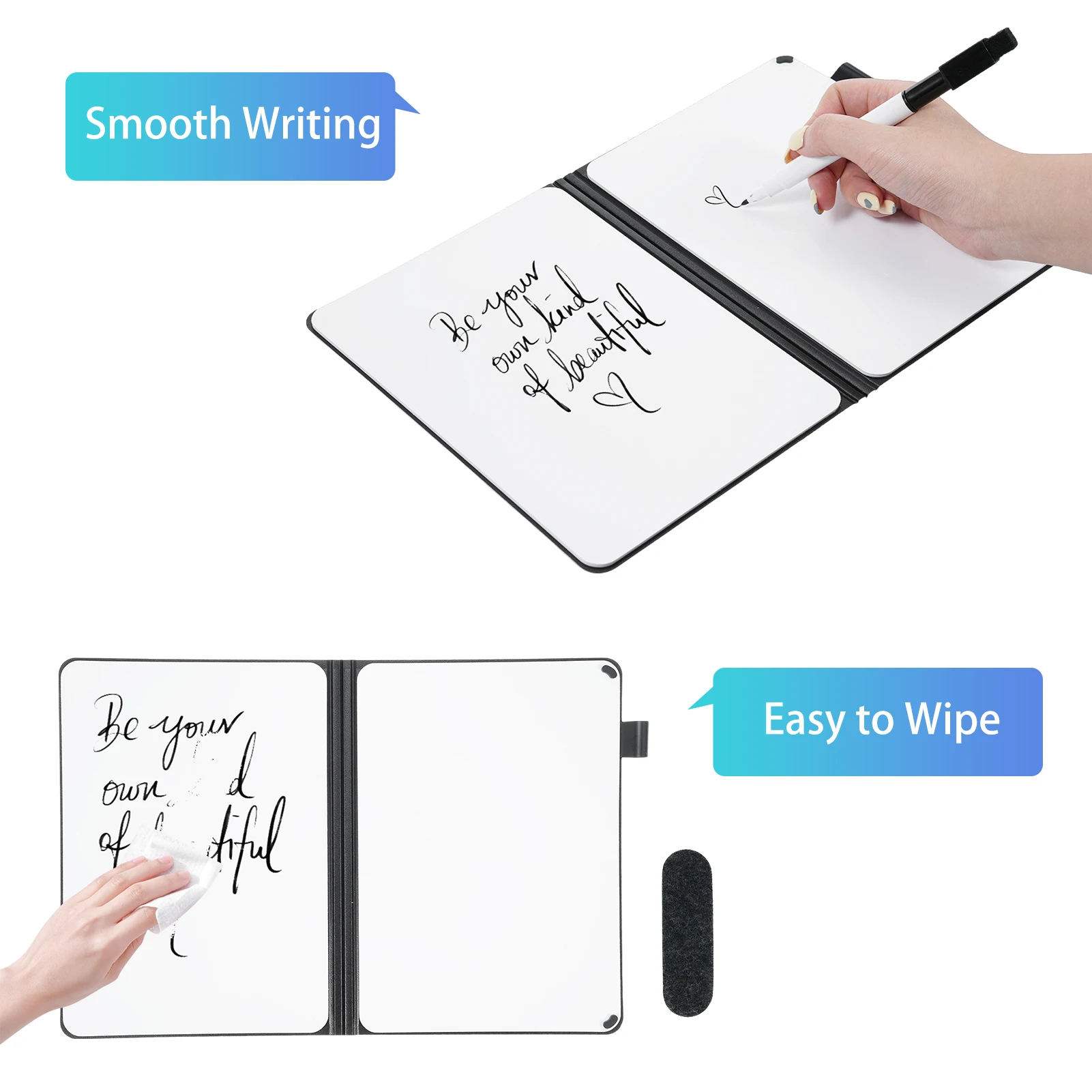 Double Sided Dry Erase Boards A5 Whiteboard Portable Writing Board with Marker & Foam Eraser For Students School Office Meeting