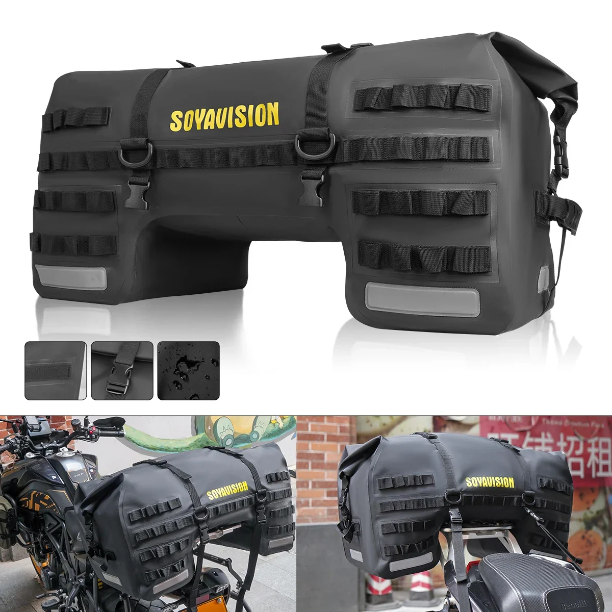 Bolsa de assento traseiro para motocicleta, à prova d'água, bagagem de viagem, 20l, 80l, 100l, bolsa traseira para esportes motorizados, bolsa para capacete de equitação