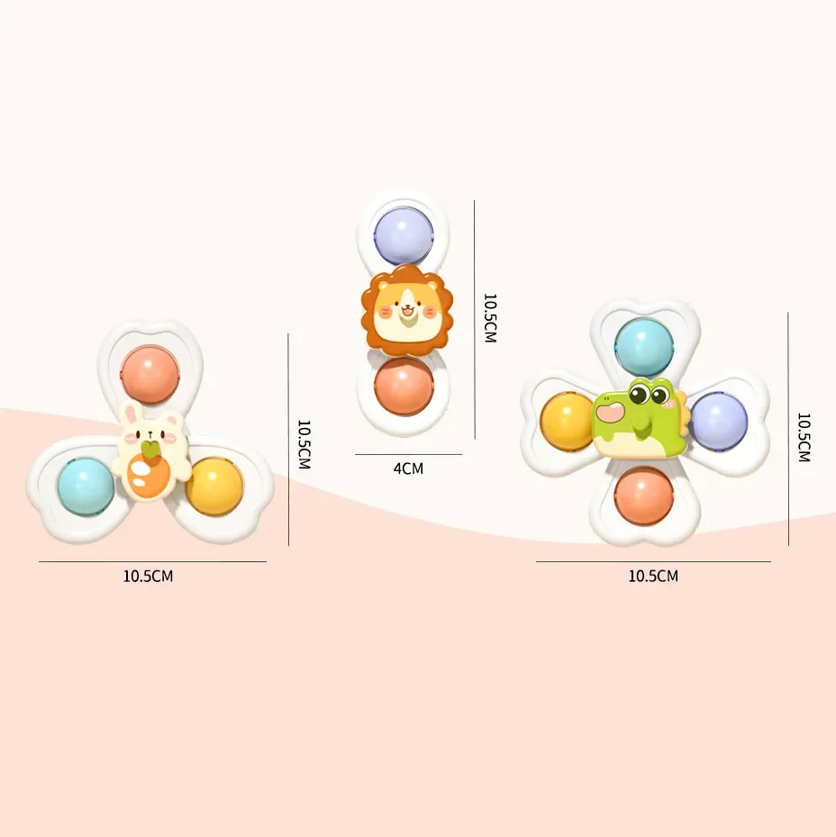 3 in 1 흡입 컵 아기 게임을위한 회전 탑 장난감 유아 Teether 릴리프 스트레스 교육 회전 딸랑이 목욕 장난감 어린이를위한