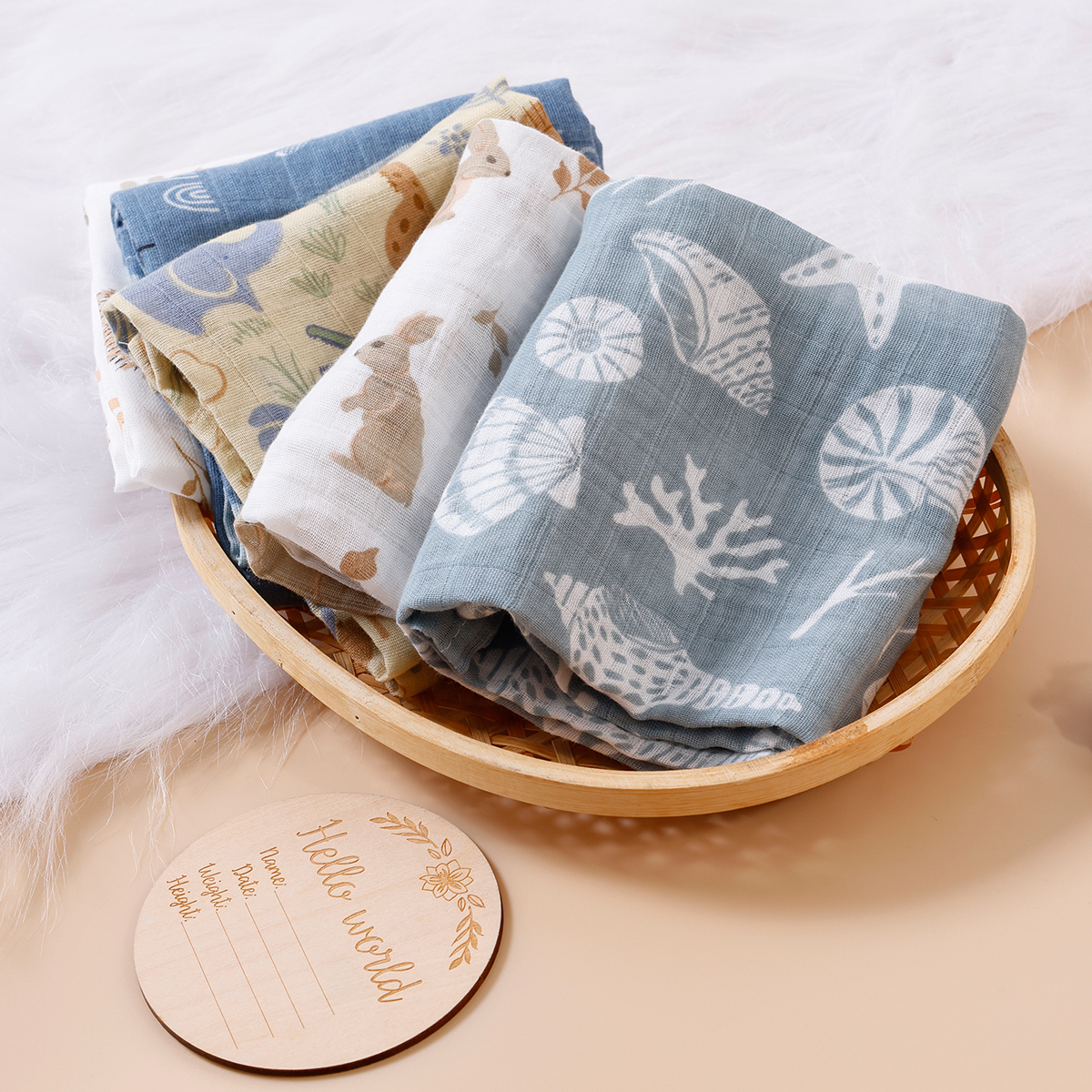 HappyFlute nuevo estampado 5 unids/set 60*60CM muselina suave Swaddle alimentación eructo paño recién nacido puro algodón bebé cara y toallita para lavar a mano