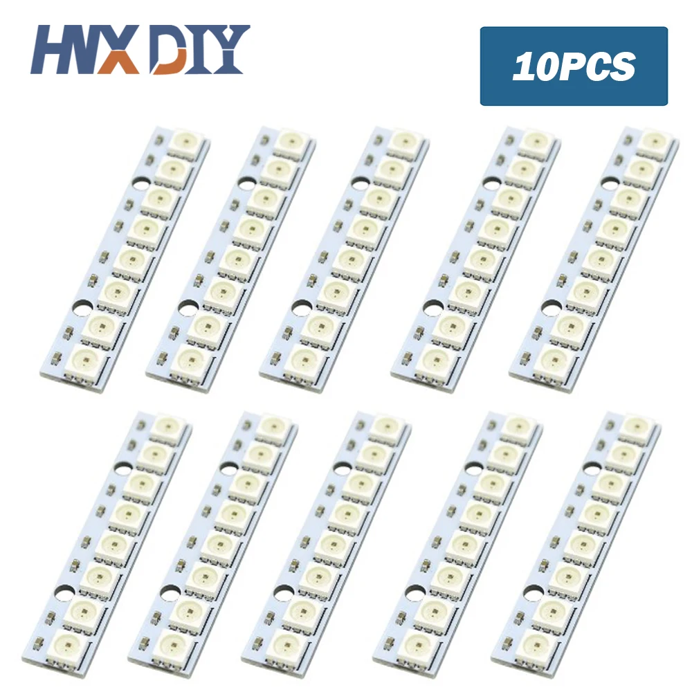 5/10 Uds 8*1Bit 8 Bits WS2812 5050 RGB módulo de Panel de lámpara LED completo 5V WS2812B LED de arco iris preciso para Arduino luces de 8 canales