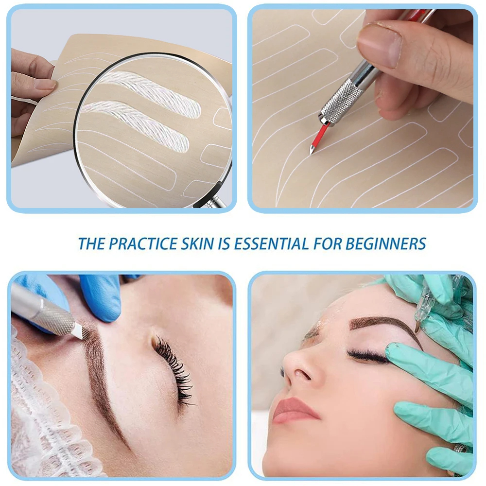 5 pièces maquillage Permanent Tatoo sourcil Latex caoutchouc pratique peau PMU tatouage formation apprentissage sourcil sans encre Microblading peau