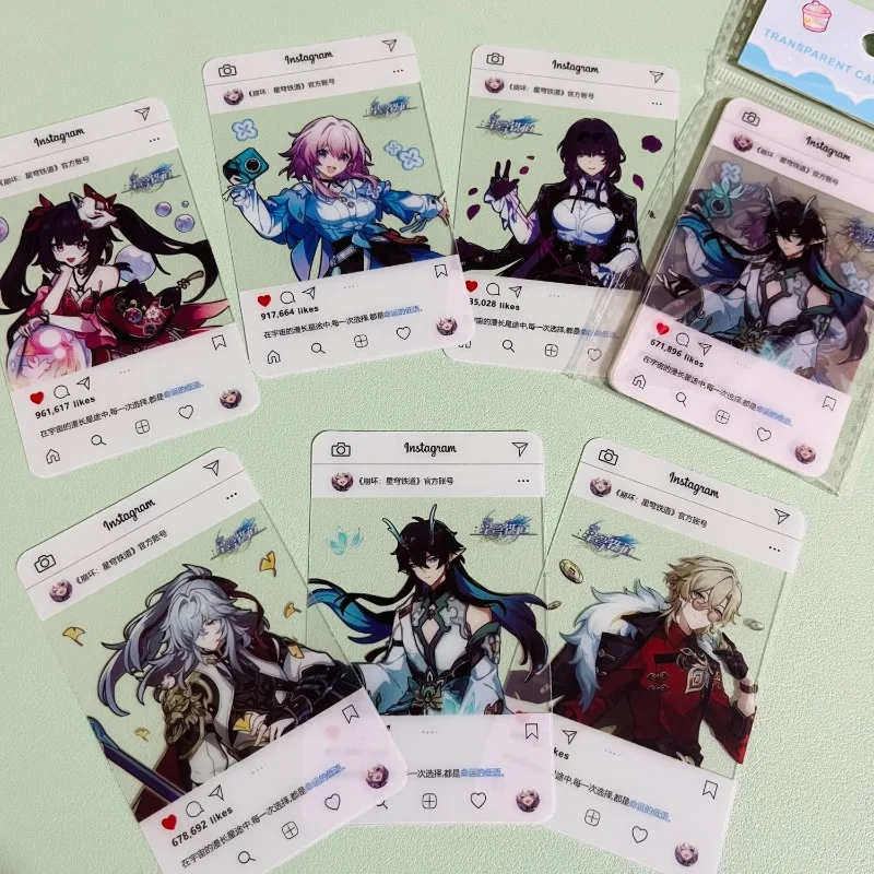 6 unids/pack juego Honkai Star Rail Dan Heng · Immibitor Lunae 7 de marzo Aventurina Kafka Jing Yuan Sparkle foto Pvc tarjeta transparente