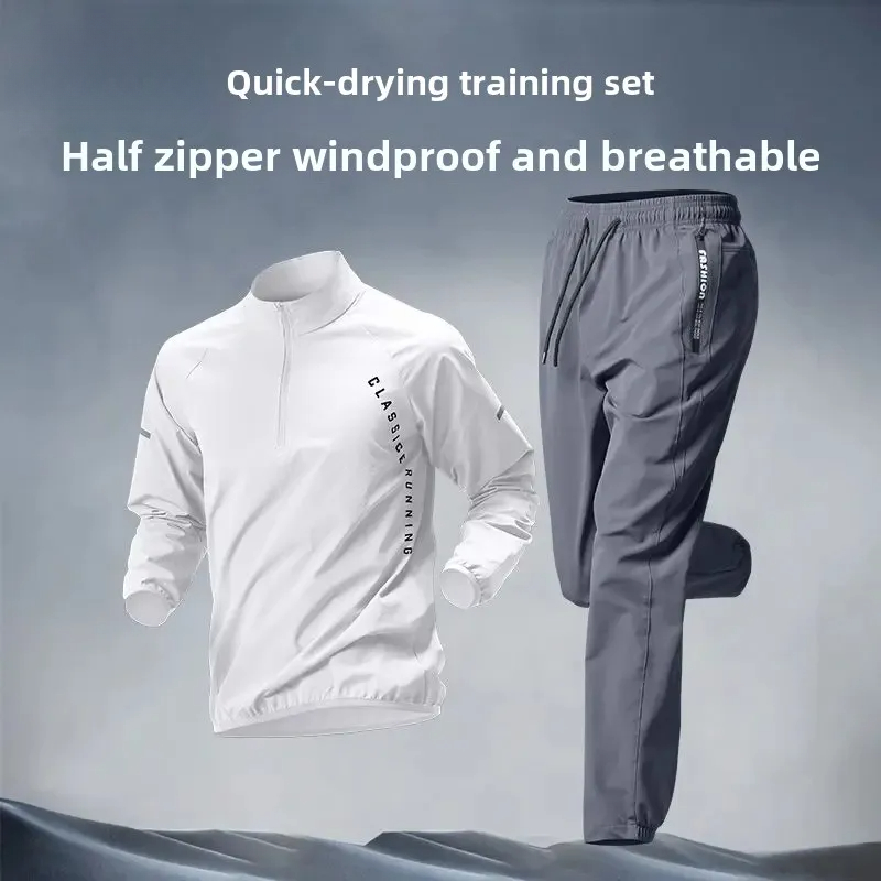 Outono masculino correndo agasalho casual ao ar livre roupas de corrida de secagem rápida para outono primavera ideal ginásio pista campo treinamento esportivo