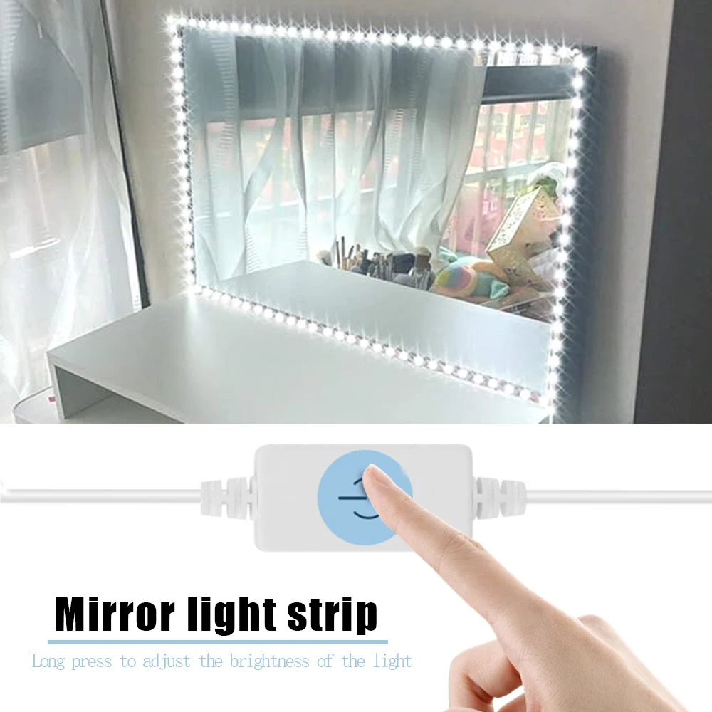 Kit de luces Led para espejo de tocador, luz de maquillaje regulable, luces para espejo de baño, tira de luces LED USB, lámpara de maquillaje para tocador, 5M