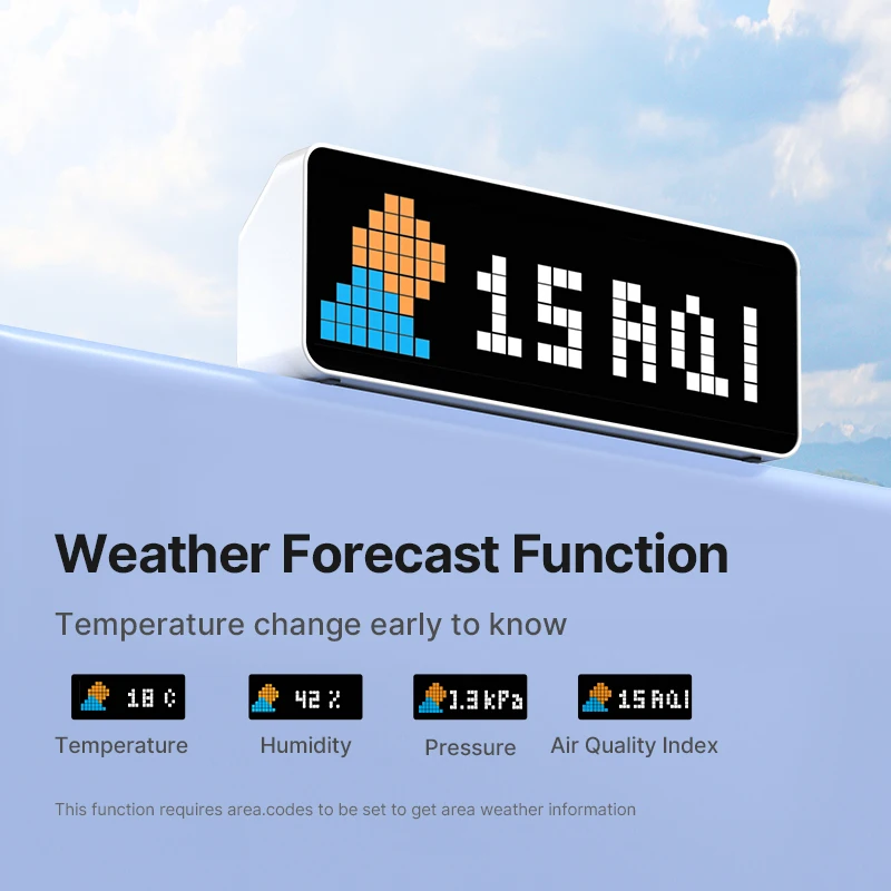 Ulanzi TC001 Reloj de píxeles inteligente Seguidores de Youtube Función de pronóstico del tiempo simultáneo Pantalla de mensajes pixelados