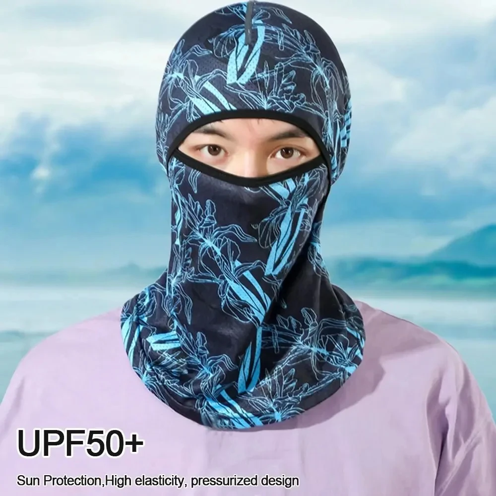 Passamontagna estivo fresco in seta di ghiaccio Ciclismo Berretto integrale Protezione solare anti-UV Sport Copri viso Copricapo Bici Moto Cappello da uomo