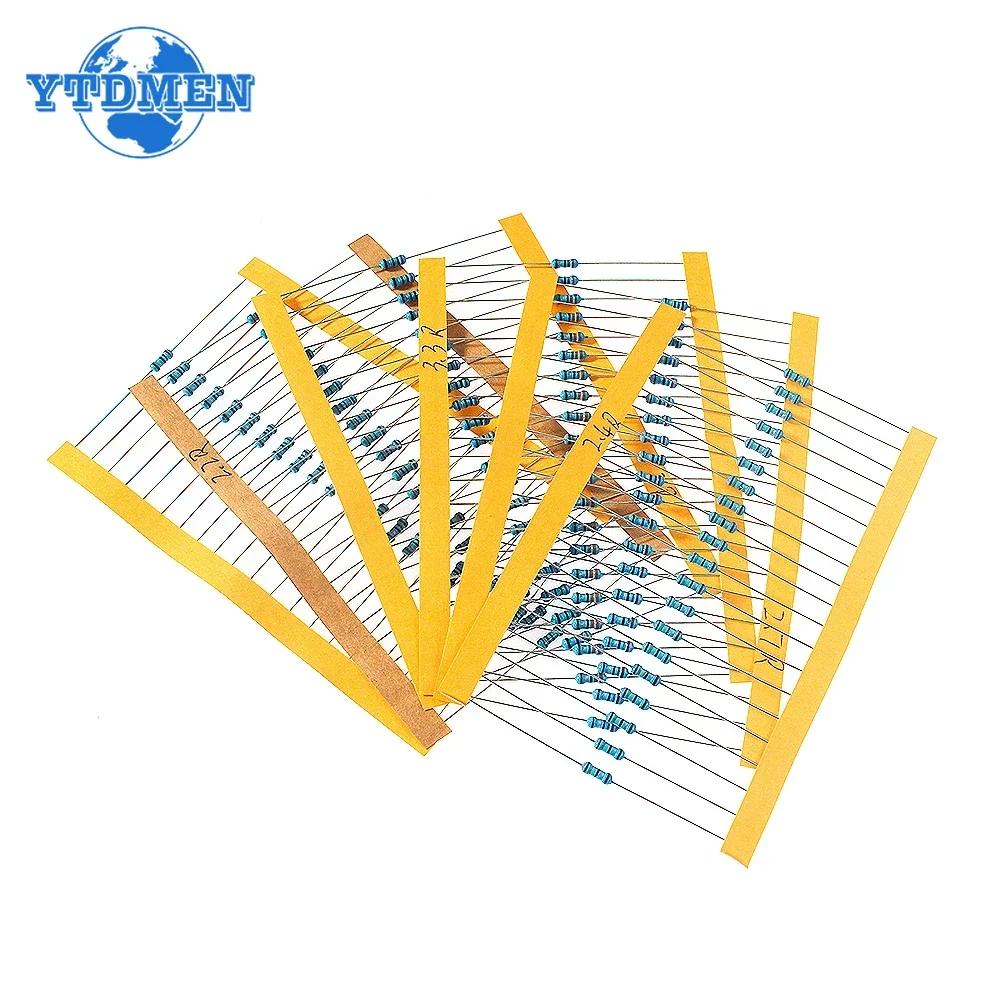 120 Uds 1/4W 1% resistencia de película metálica resistencia de reparación de Airbag de coche 2ohm 2.2ohm 2.4ohm 2.7ohm 3ohm 3.3ohm 6 tipos Kit de resistencia 0,25 W