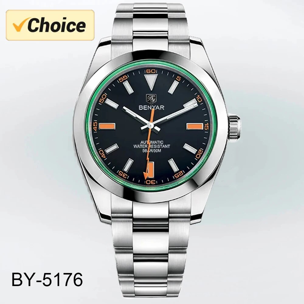 BENYAR 2025 Neue Herrenuhren Top-marke Luxusuhr Männer Automatische Mechanische Wasserdicht 50 Mt Sport Armbanduhr für Männer BY5176 Geschenk
