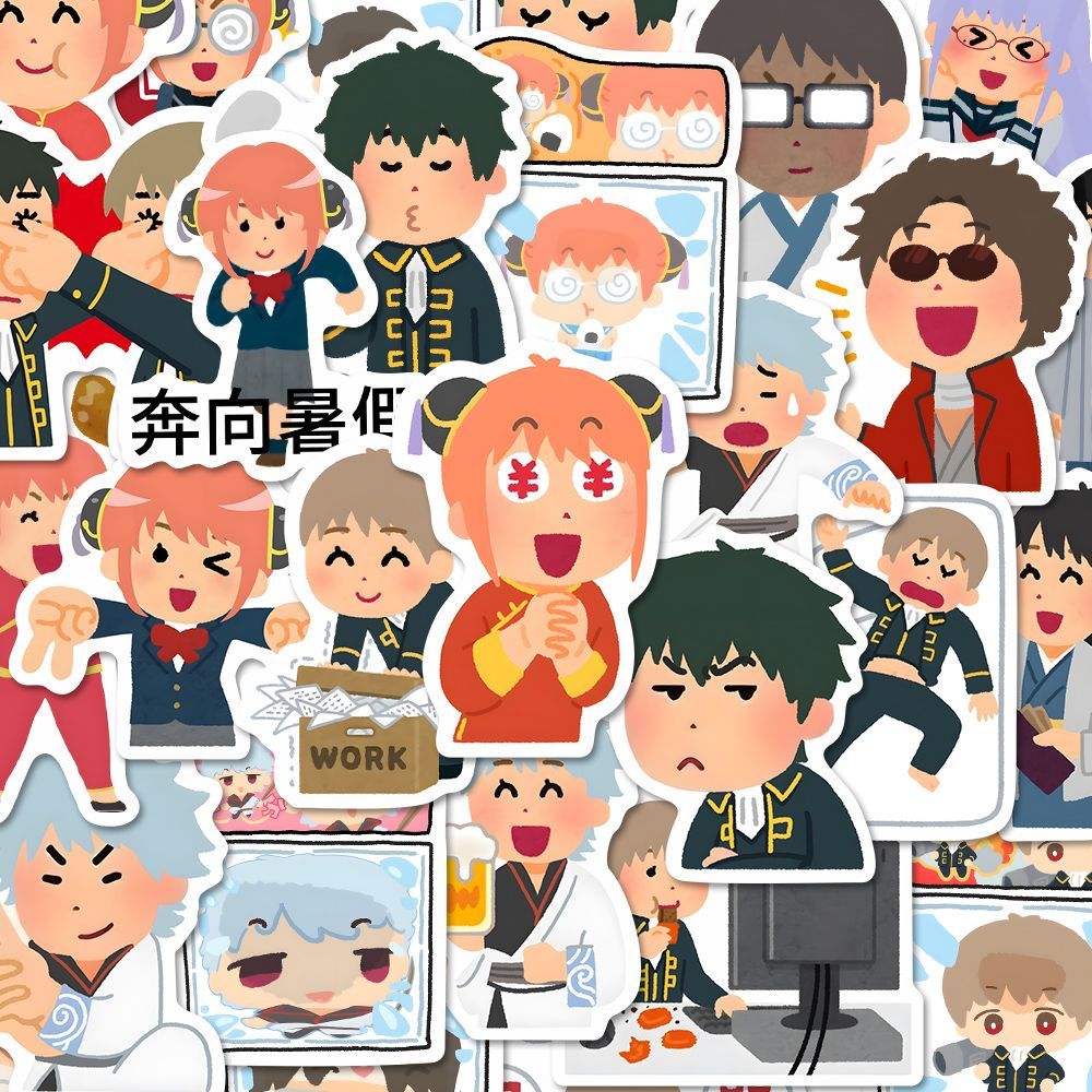 Gintama-spatintokiアニメステッカー、hijikata、Toushirou、irasutoyaスタイル、かわいいラップトップ、電話ケース、DIY装飾文房具