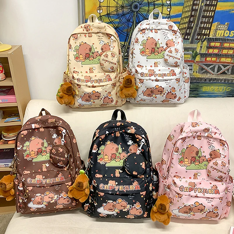 Zaino Capybara cartone animato per ragazze Ragazzi Studente Adolescente Zaino per bambini Borse da scuola leggere casual carine Regali per bambini