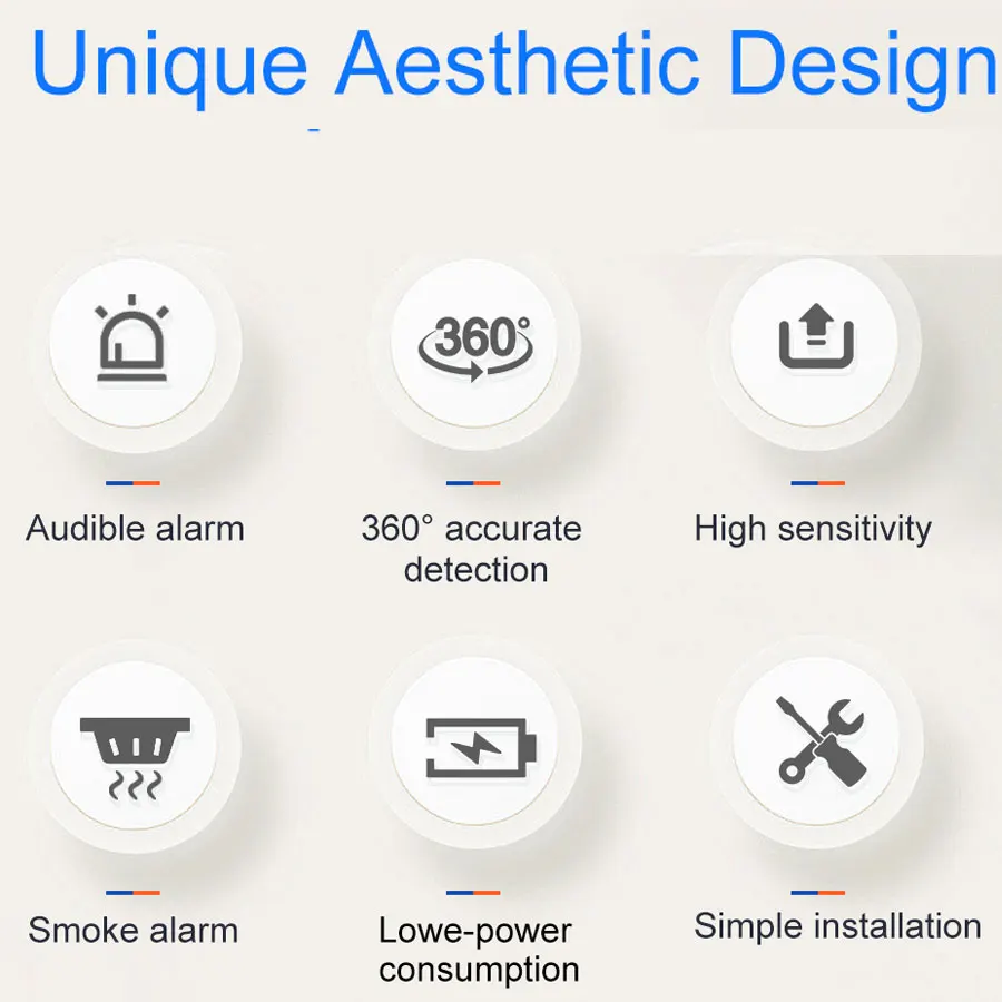 Smart Smoke Detector Fire Alarm with App Real Time Alerts Wireless Smoke Sensor Works with Tuya Smart Life App for Home Security