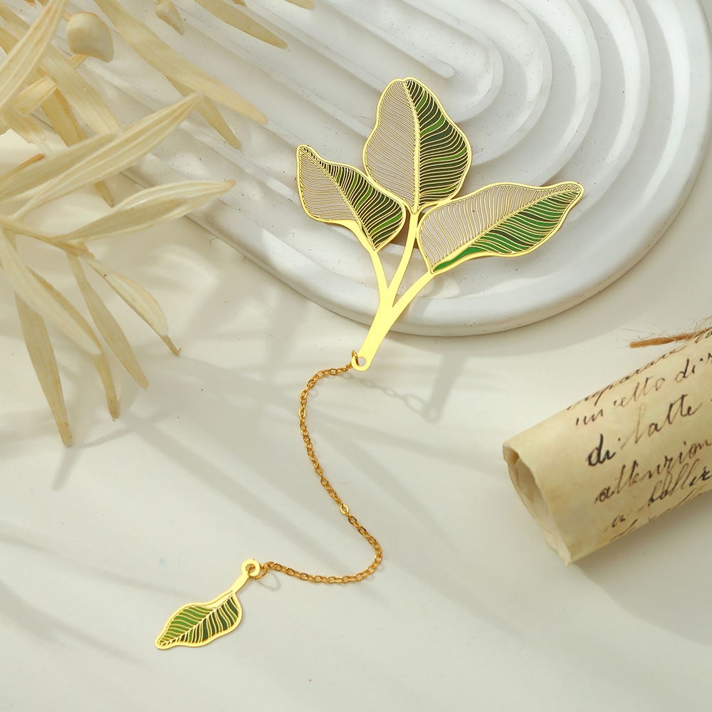 1 шт., металлическая Закладка в виде листьев лотоса