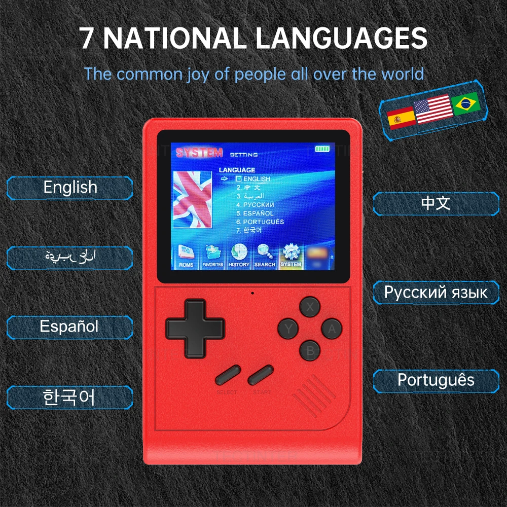 GB300 3.0 inch Handheld Game Player Portable Video Game Console AV Output Retro Game Console Built-in 8G 6000+ Games