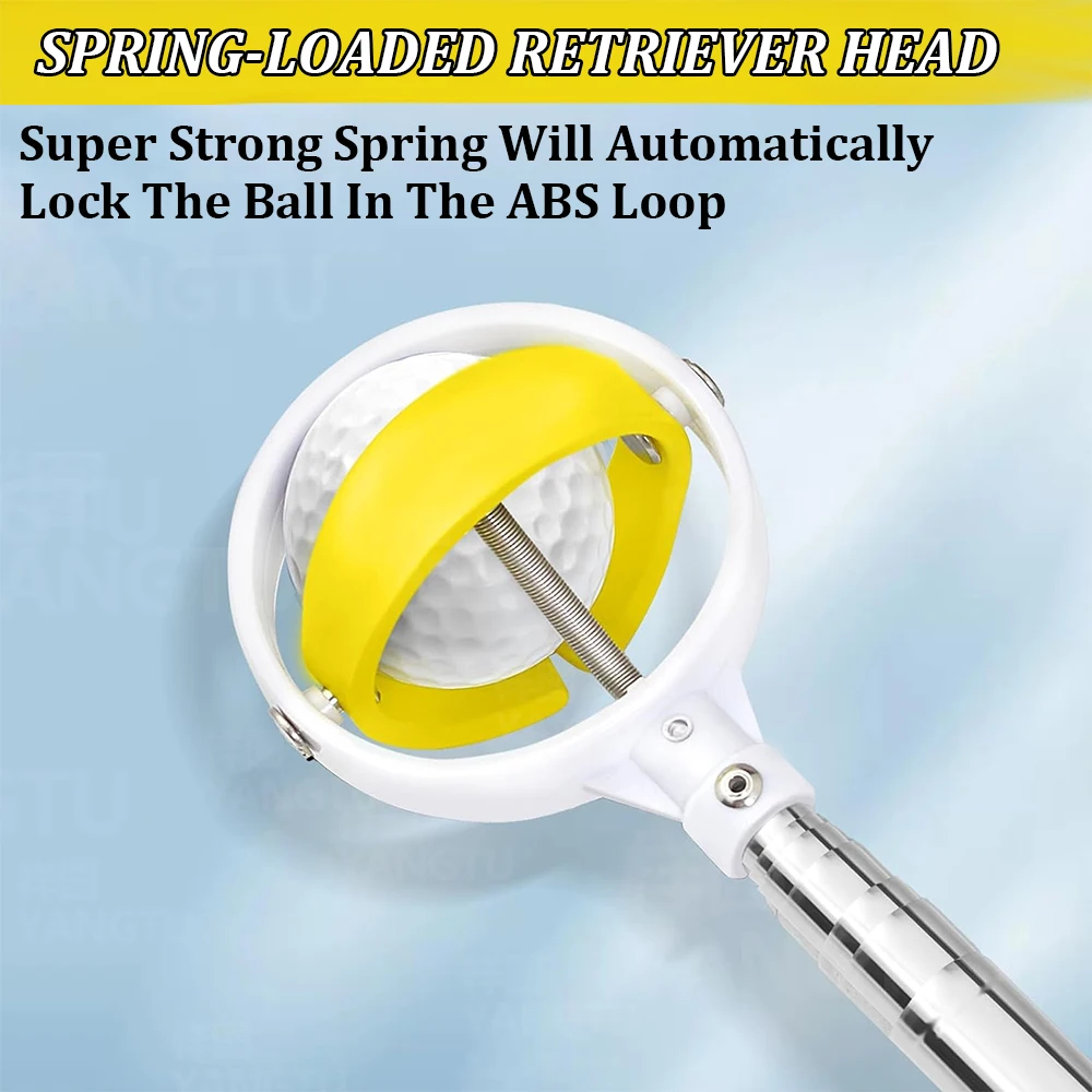 6/9/12フィート ゴルフボールレトリバー 水用伸縮式 スプリングリリース対応ヘッド付き プレミアムステンレススチールボールレトリバーツール