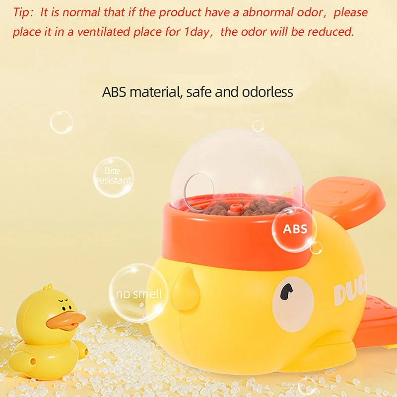 Chien, chat, mangeoire pour animaux de compagnie, petit canard jaune, machine d'alimentation pour chien puzzle interactif, chiot, jouet de nourriture manquante, fond antidérapant