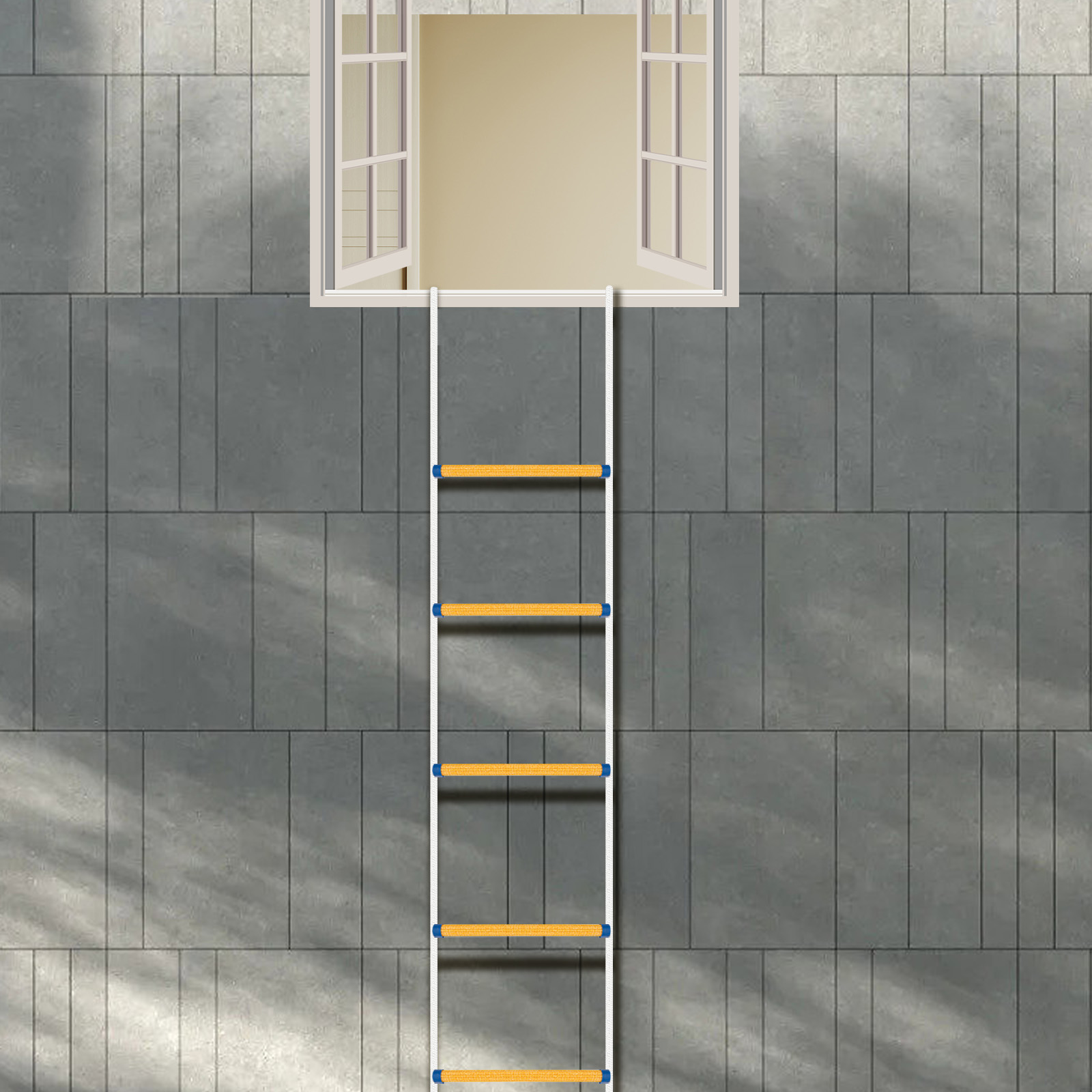 Échelles pliantes portables, corde d'échelle d'évacuation d'incendie avec pédales antidérapantes, capacité de charge de 39.37 pieds, 200kg/440lb