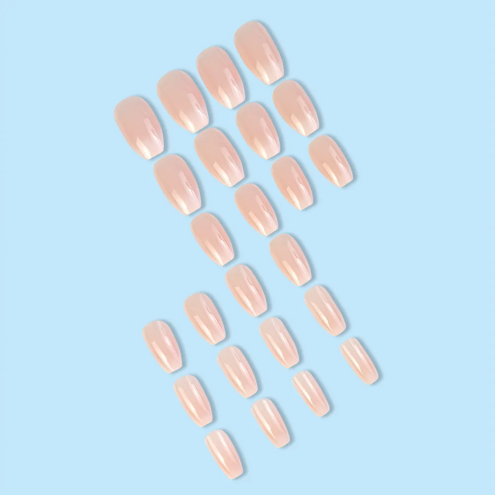 Unhas postiças artificiais para mulheres, bailarina pressionada, gradiente rosa, manicure de dedo, reutilizável, brilhante, 24 pcs