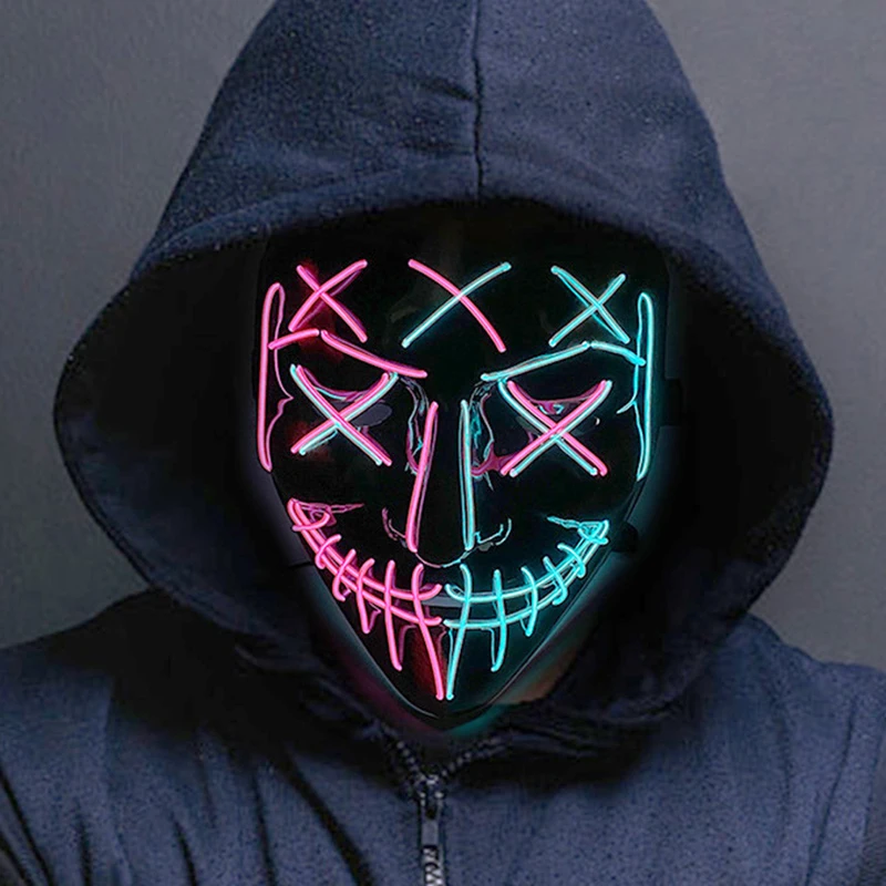 ฮาโลวีนนีออน LED Purge หน้ากาก Carnival PARTY หน้ากาก Light Luminous In The Dark ตลกคอสเพลย์เทศกาลเครื่องแต่งกายเด็กของขวัญของเล่น