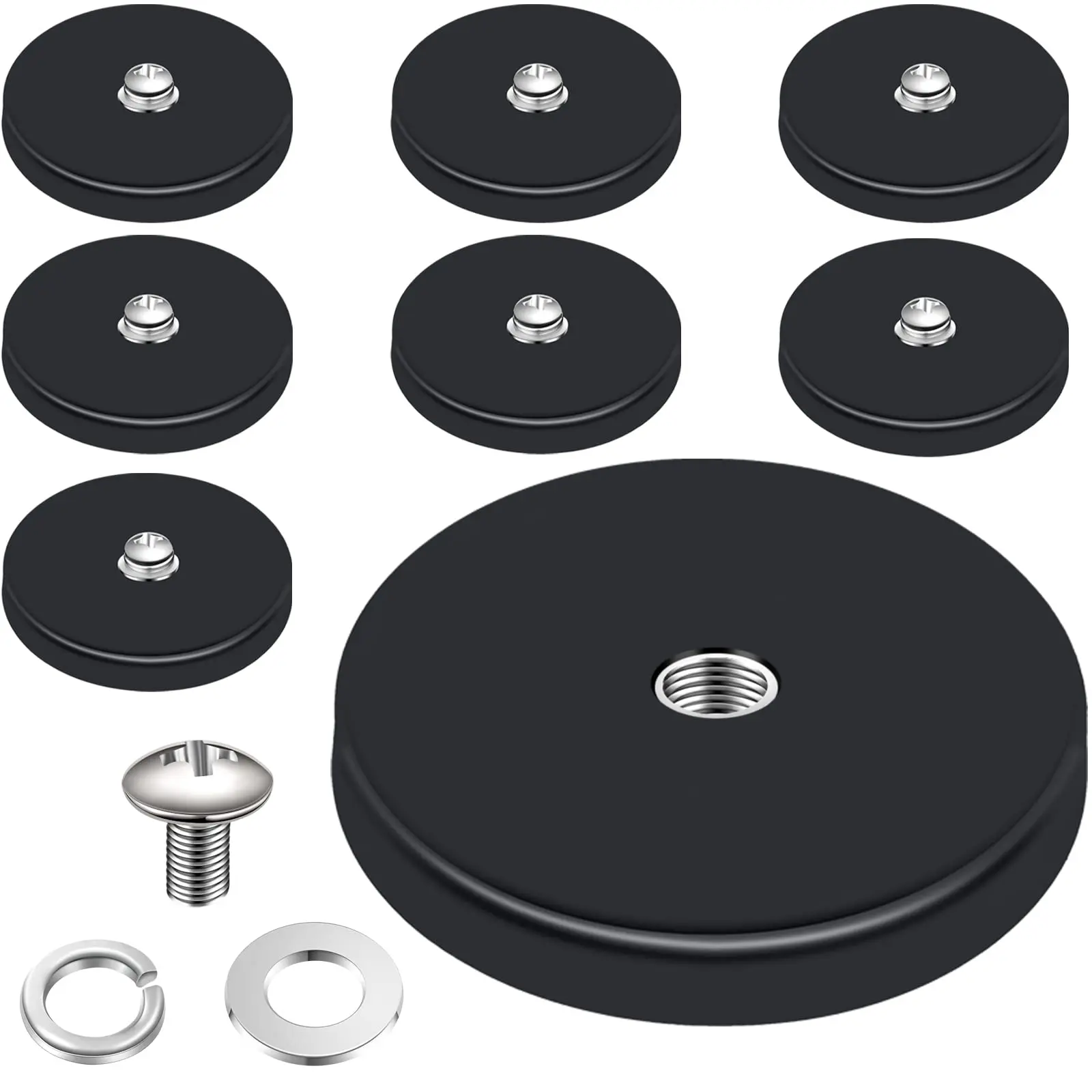 Forti magneti rivestiti in gomma, magneti al neodimio con filettatura femmina M4 per luci di lavoro, antenne, specchietti per trattori e strumenti