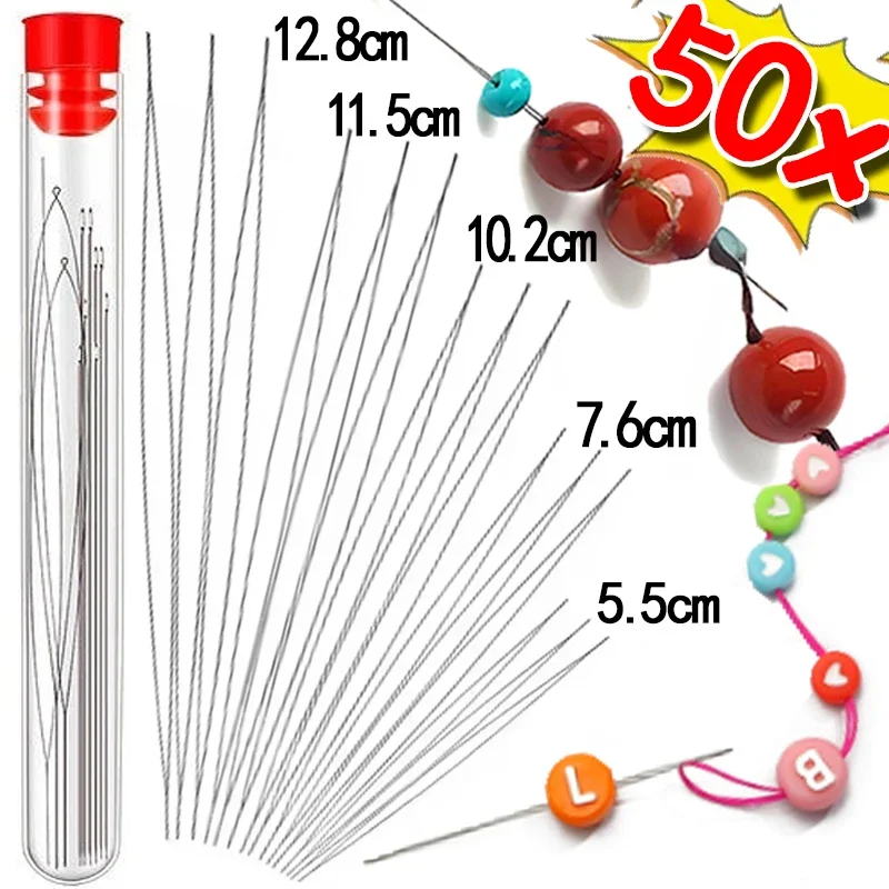 Beading Needles Pins Open Curved Big Eye Needle for Beads Bracelet DIY Jewelry Making Tools Handmade Craft Beaded Threading Pins