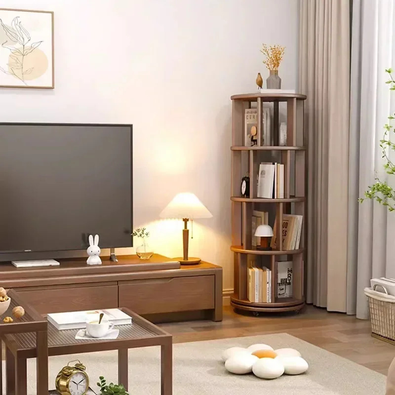Vertical Vintage Rotating Bookcase Miniature Wood Miniature House Rotating Bookcase Storage Mueble De Cuarto Room Furnitures