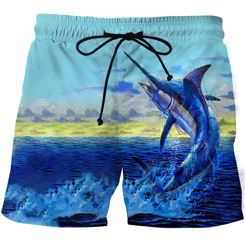 Pantalones de verano con diseño de peces en 3D, pantalones deportivos de playa con estampado de animación, cómodos e informales, pantalones de Surf de secado rápido para hombre, Fitness 2023